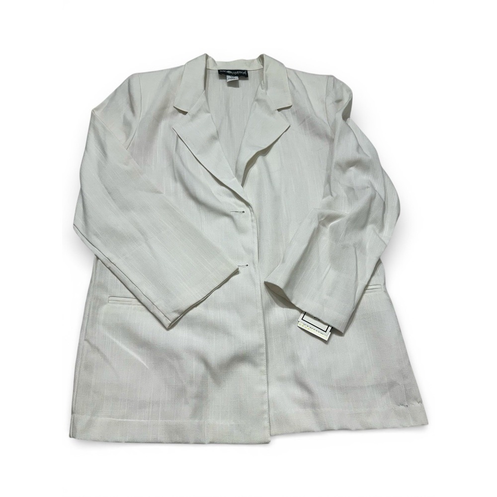 Sag Harbor Womens Blazer Jacket Petite 8P Single Breasted White‎ Vintage NWT